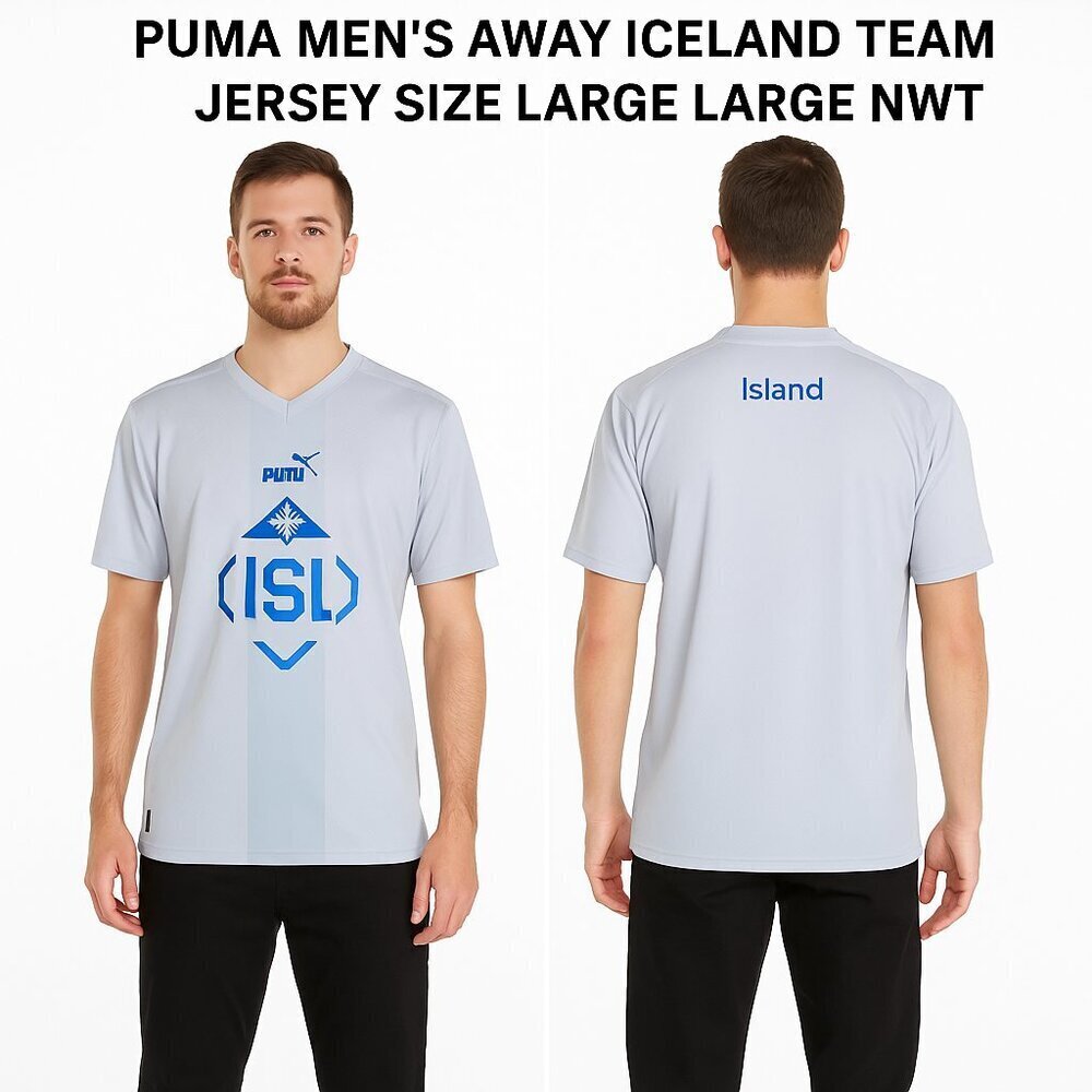 PUMA MEN'S AWAY ICELAND NATIONAL TEAM JERSEY SIZE LARGE NWT